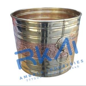 Silver Round Planter Brass , For Industrial